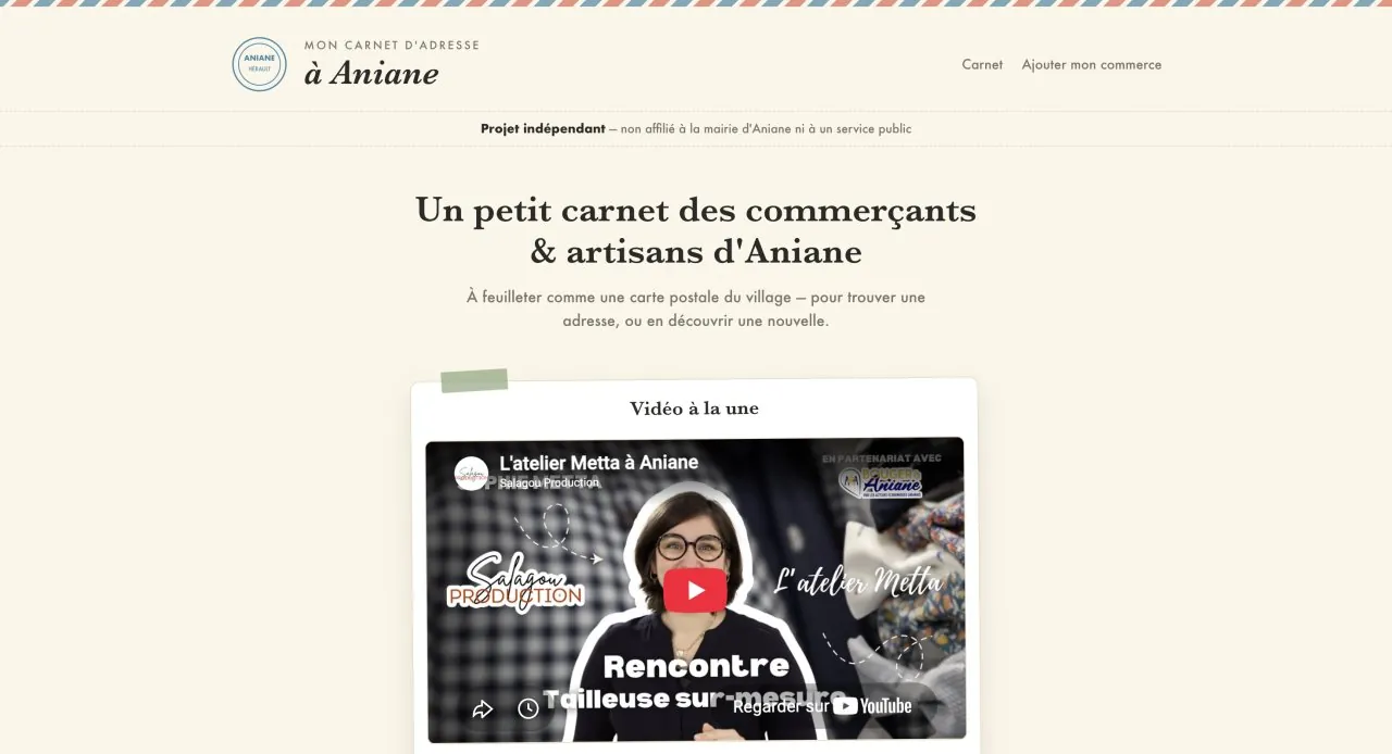 Site de Mon carnet d'adresse à Aniane