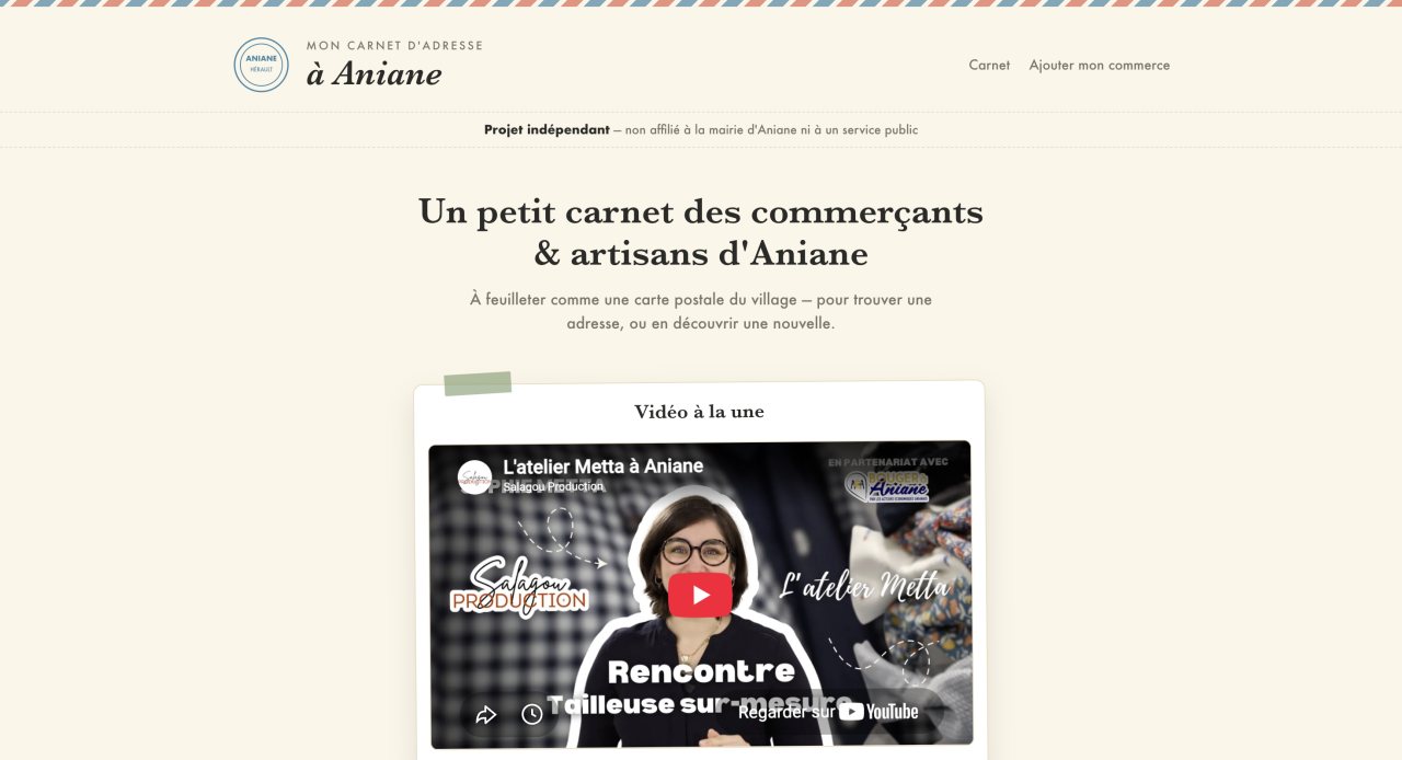 Site de Mon carnet d'adresse à Aniane