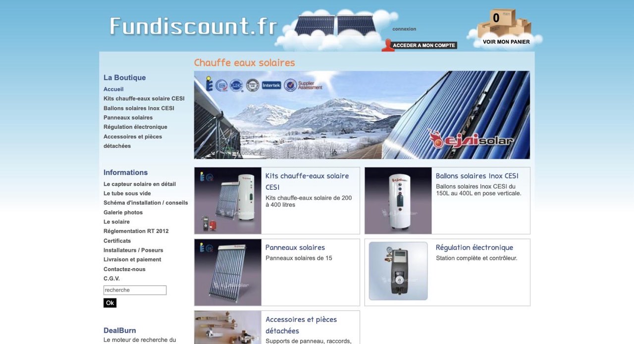 Boutique en ligne Fundiscount — Avant